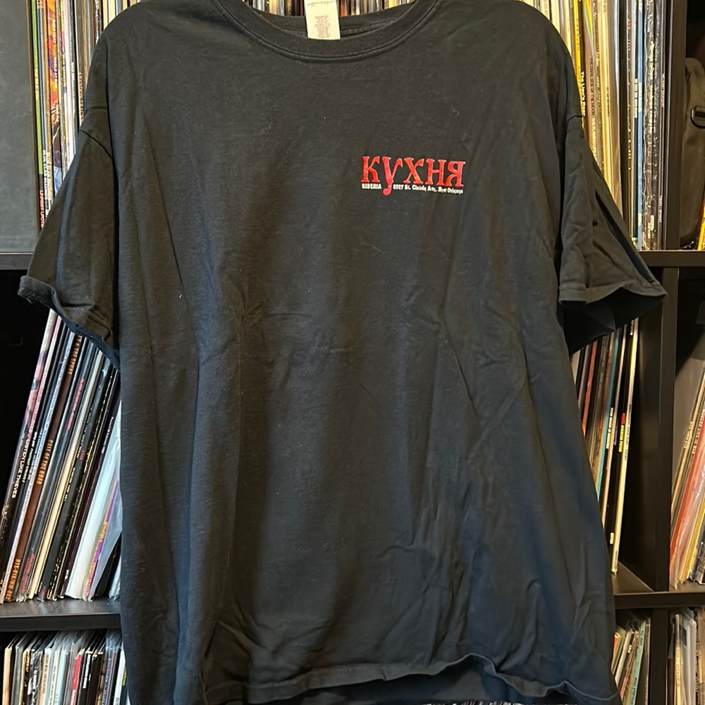 Vintage XL shirt for Siberia / Kukhnya New Orleans, Russian pierogies
